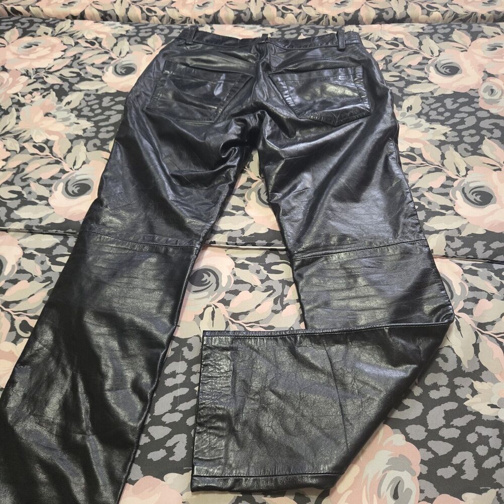 Gap Straight Leg Leather Pants Black Women 4 Biker Y2K IT GIRL Casual Motorcycle